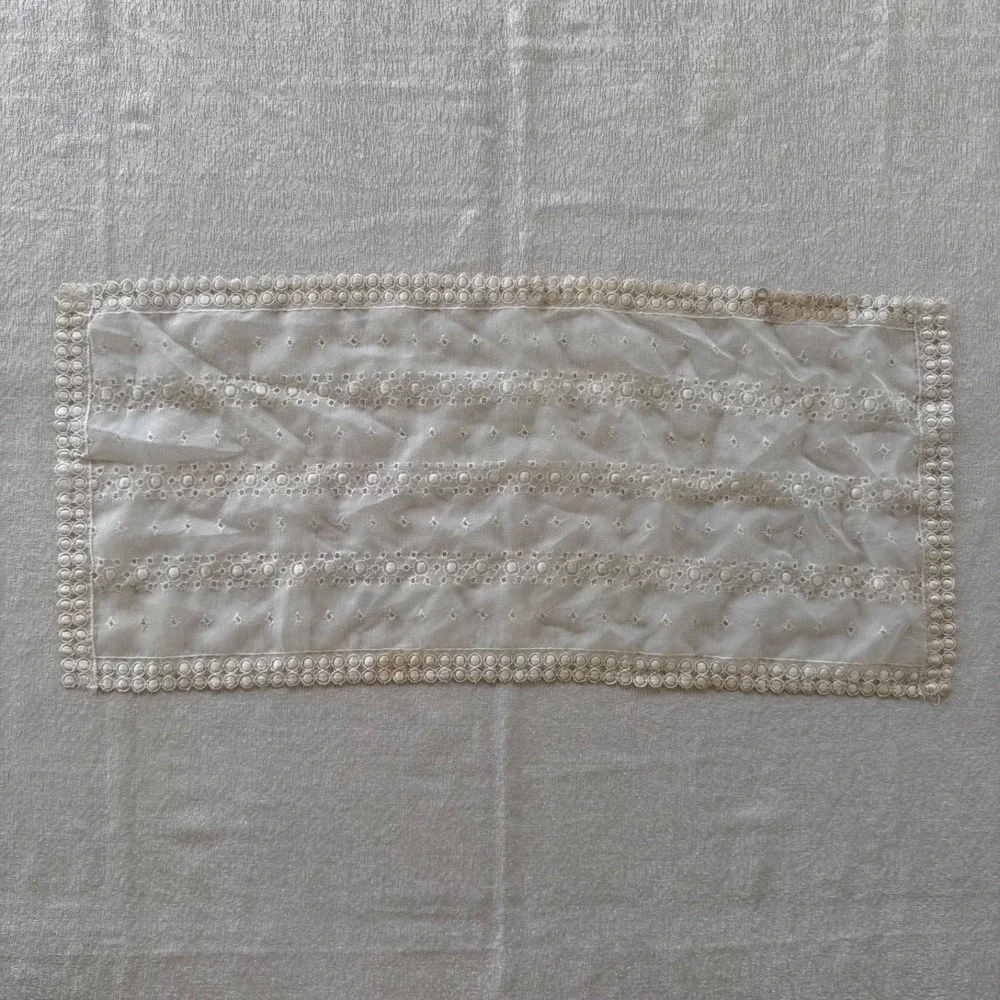 Vintage Sheer Lace Table Runner Embroidered Cottagecore Vanity Scarf 30x14